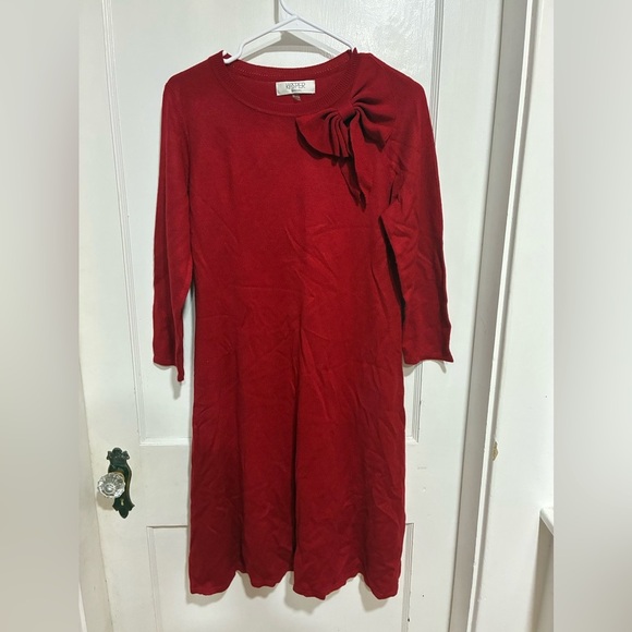 Kasper Red Long Sleeve Dress with Bow Size M - Picture 1 of 5